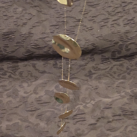 Elegant Gold Tone Hammered Disc Womens Long Statement Necklace - Picture 7 of 7